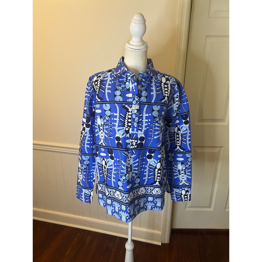 Jude Connally Blue Seaside Catch Print Tunic Top Womens M NEW - Picture 7 of 12